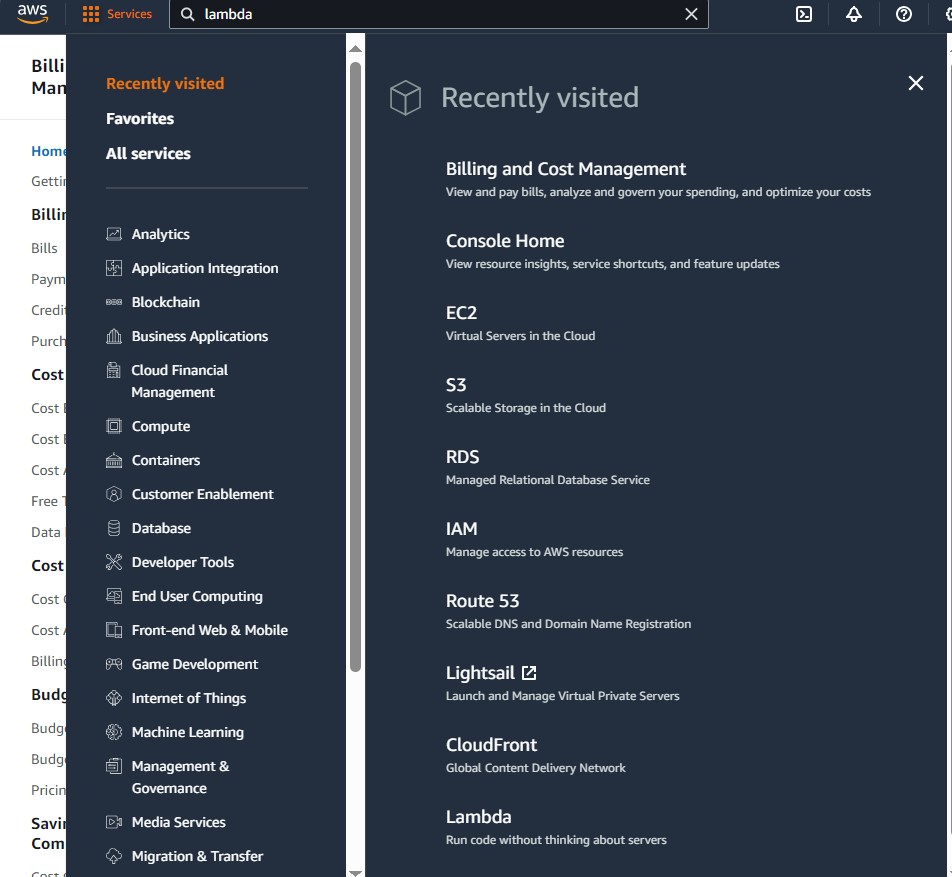lambda console